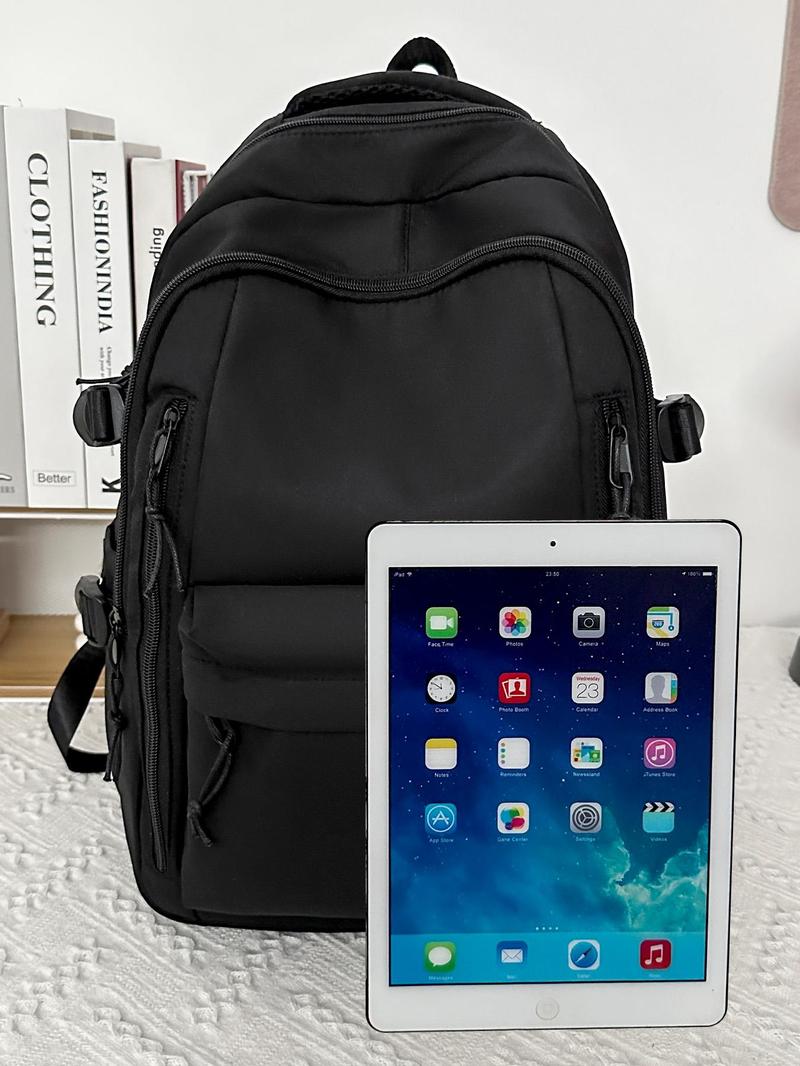 2024 New Style Solid Color Large Capacity Backpack, Waterproof Backpack for Daily Travel Work Commute, Travel Backpack for Girls, Casual Computer Backpack for Men, Nylon Backpack