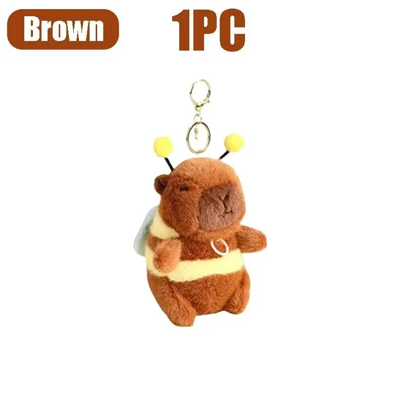 Adorable Plush Capybara Bumblebee Keychain Pull To Move Wings Cartoon Animal Doll Hanging Ornament Perfect Gift Idea