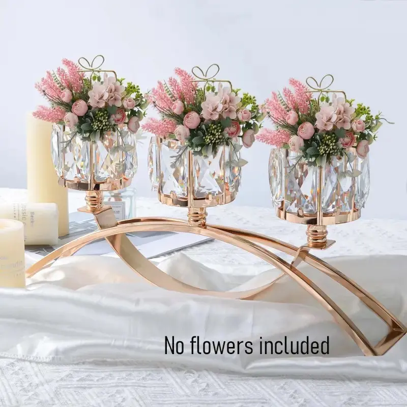 Crystal Candle Holder, Creative Three-Headed European Glass Tea Light, Home Table Decor, Romantic Dinner Party Props