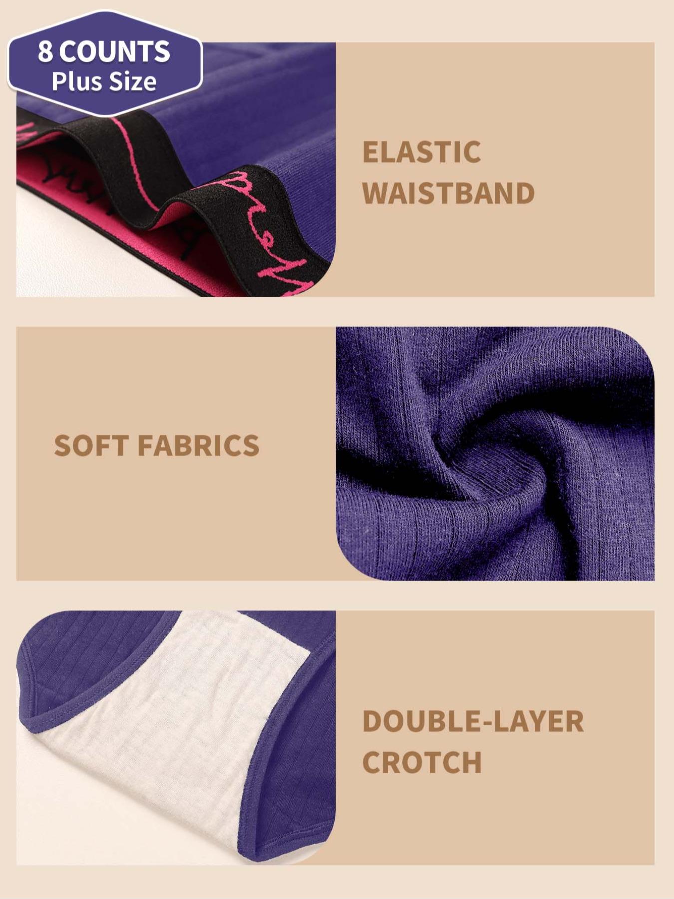 【Plus Size】 Letter Tape Briefs, Soft Comfy Breathable Panty for Daily Wear, Women's Underwear for All Seasons