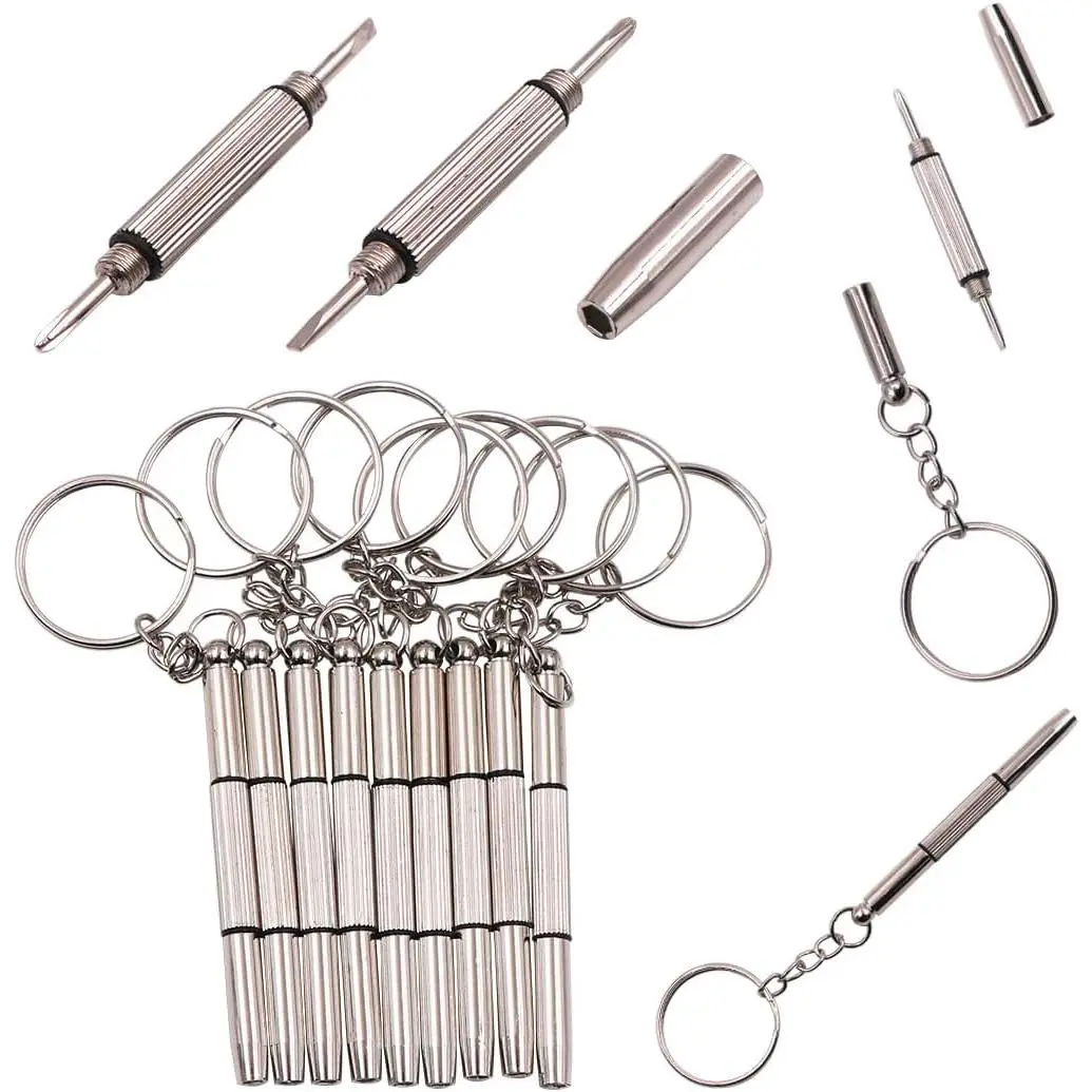 12-Pack Mini 3-in-1 Flat-Hex-Phillips Screwdriver Portable Set, Eyeglass Repair Kit for Glasses Users (Frame Fastener, Nose Pads, Frame Repair, Watch Cleaning) - Mini Tools for Hand Tool Needs
