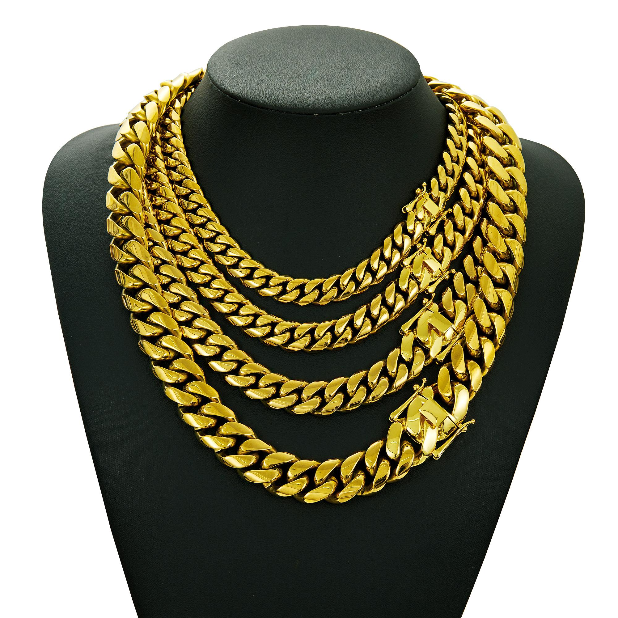 【Lock style】14K gold-plated chunky Cuban chain necklace or bracelet for men, Miami style, 8/10/12/14/16/18/20/22mm, hip-hop style necklace, Valentine's Day gift, Christmas gift, Miami fashion item.