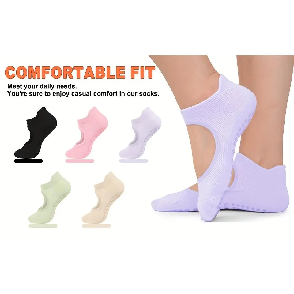 Non Slip Trampoline Socks Kids Adults Breathable Elastic Grip Socks for Gymnastics Dance Yoga Exercise Indoor Outdoor Sports
