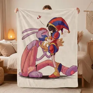 The Amazing Digital Circus Cute Couple Art Blanket, Warm Flannel Throw for All-Season Use & Gifting