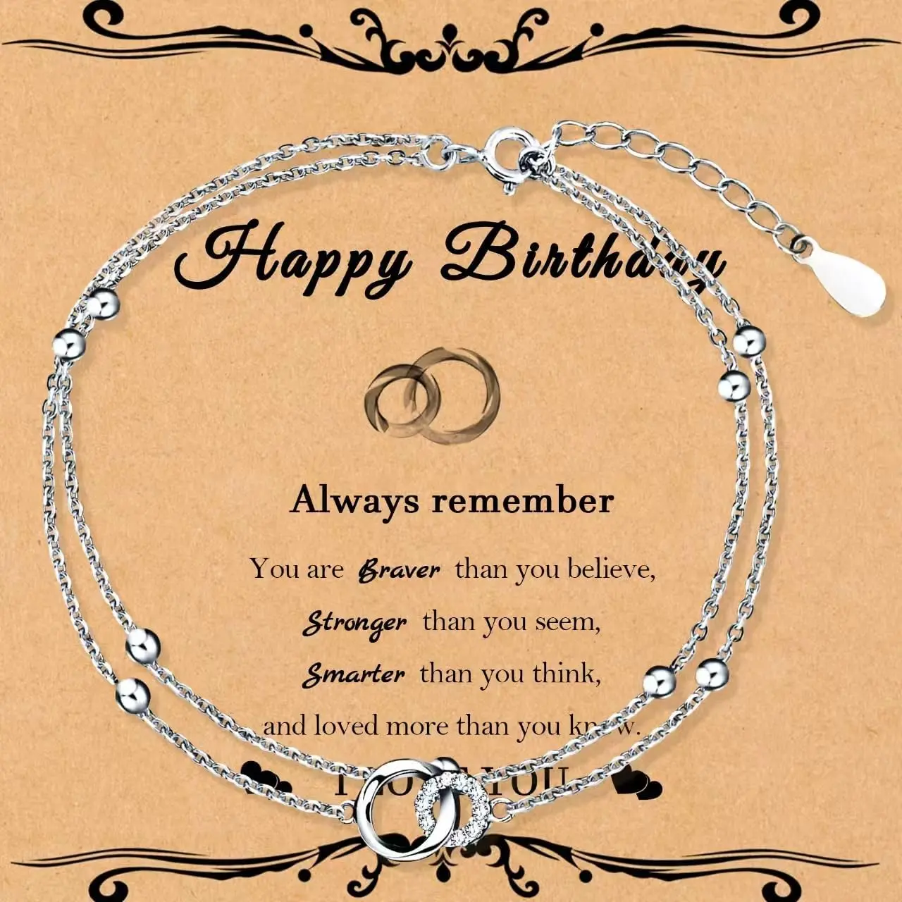 Womens Birthday  Bracelet, Interlocking Circles for   Sister | Stainless Steel Interlocking Circle Bracelet, Adjustable 6-8in, Friendship  for Sister Daughter Mom Grandma