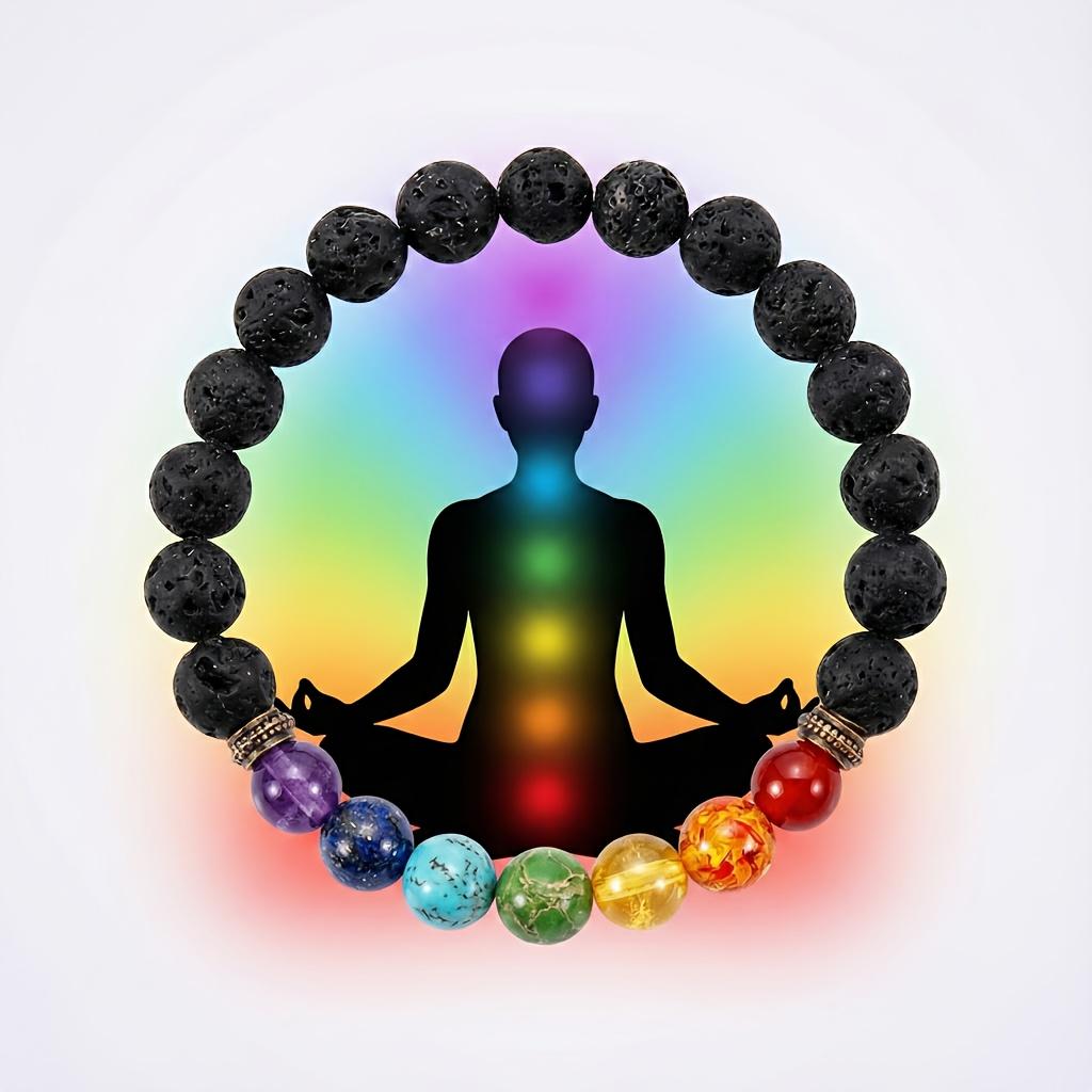 2count Seven Chakra Multicolor Set, Pendant + Bracelet + Necklace + Box.Crafted from 7 Carefully Selected Natural Chakra Crystals with a Transparent Texture, Precisely Corresponding  the Seven Chakras of the Human Body
