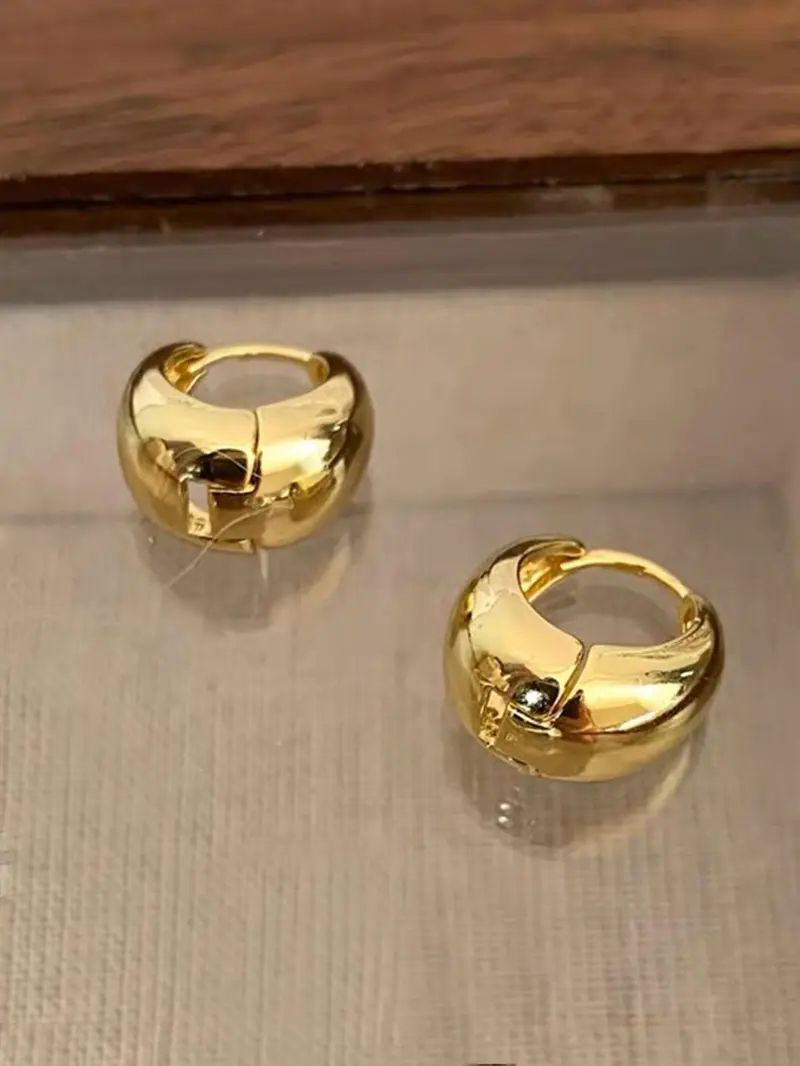 5 Pairs Vintage Elegant High-End Simple Fashion Metal Texture Geometric Design Women's Daily Commute Earrings Set, Stylish Ear Cuffs