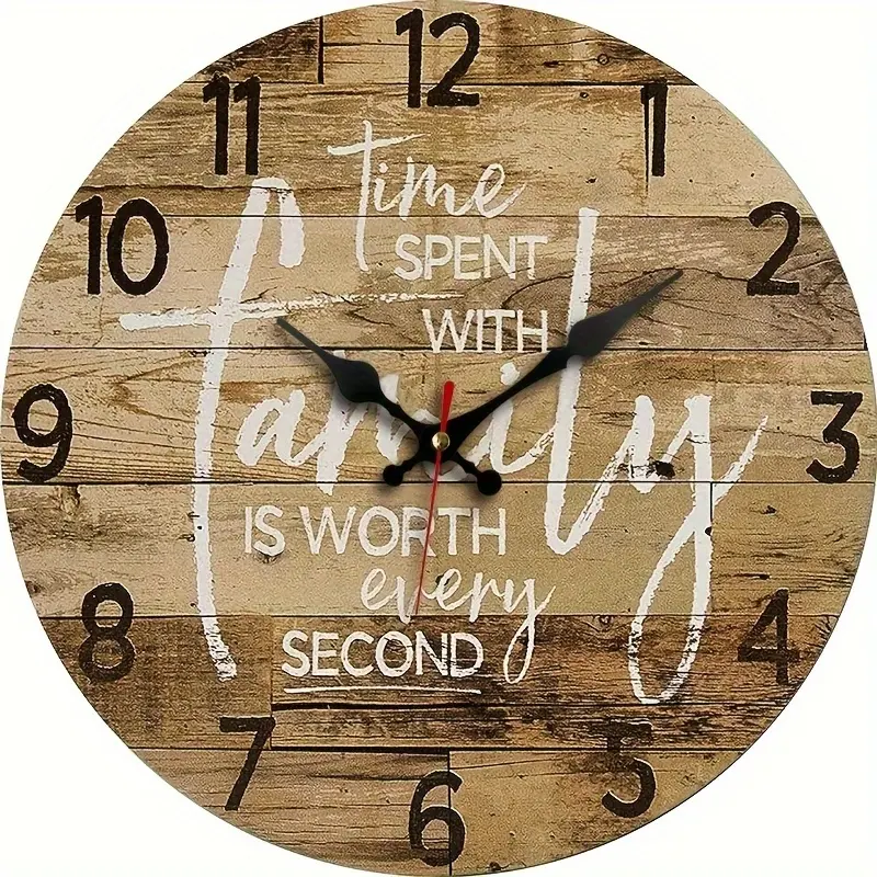 1pc, round farmhouse wall clock with decorative style, quartz silent movement, battery-powered, vintage home decor design, Analog Wall Clock, suitable for kitchen, bedroom, living room, and bathroom decoration clock, Battery Operated Wall Clock