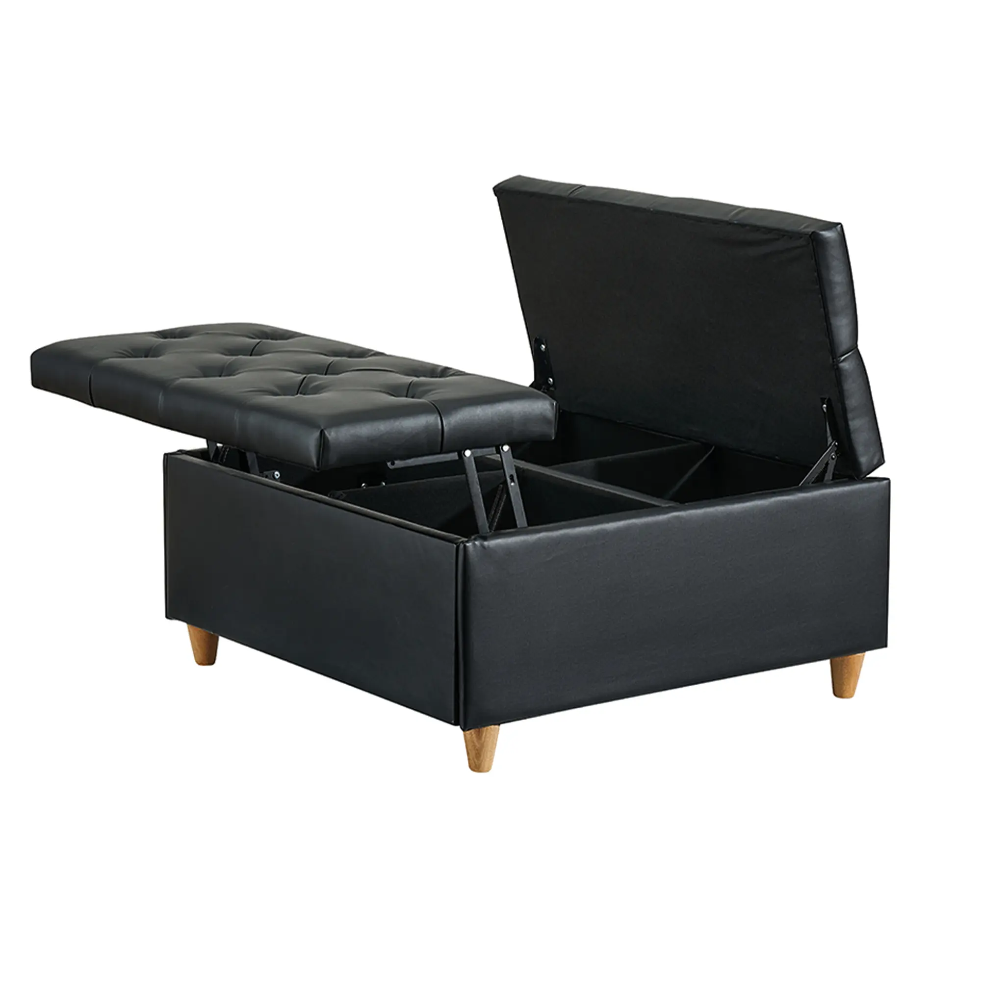 35-Inch Square Storage Ottoman, Sherpa Cream White and PU Black, Lift-Top, 300 lb Capacity