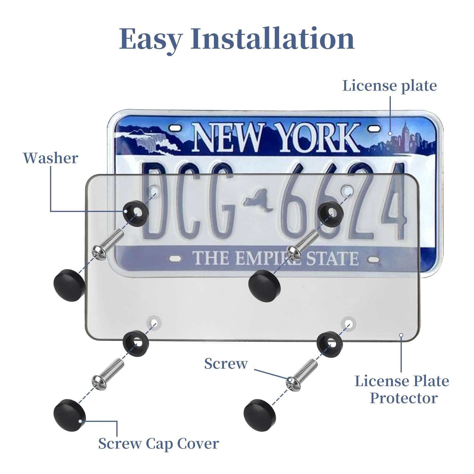 License Plate Frame, 2 Counts Car License Plate Protector with Screw Kit, Universal Car Exterior Accessories for American Standard Cars