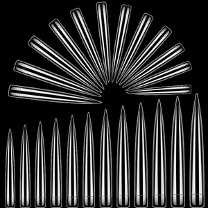120Pcs XXL Extra Long Clear Full Straight Stiletto Nail Tips for Acrylic Nails