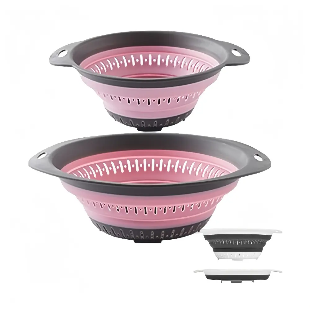 Set of Collapsible Colanders And Strainers, Ideal for Fruits And Vegetables, Essential Kitchen Tools (2-Pack, 43.96oz And 84.54oz Sizes)