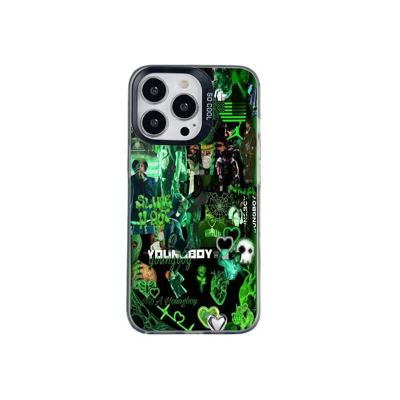 Trendy "YoungBoy" Collage-Style Iridescent Phone Case – Premium Gradient, Full-Coverage, Luxe-Feel Case for iPhone (12–17 Series) & Samsung Galaxy (S22–S26 Series); The Perfect Gift Choice
