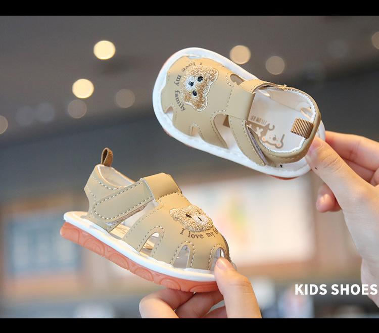 Summer Baby Toddler Shoes Children's Squeaky Soft Sole Covered Toe Sandals