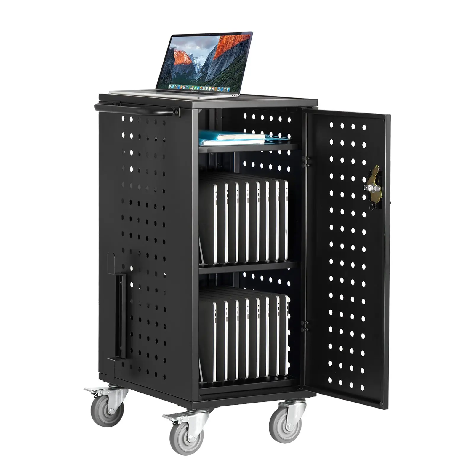 【DealsForYouDays】VEVOR Laptop Cart, 20 Device Mobile Charging Cart, Up to 15.6 in Screen Size, Office and Classroom Mobile Charging Cart, for Chromebook, Tablet and Laptop