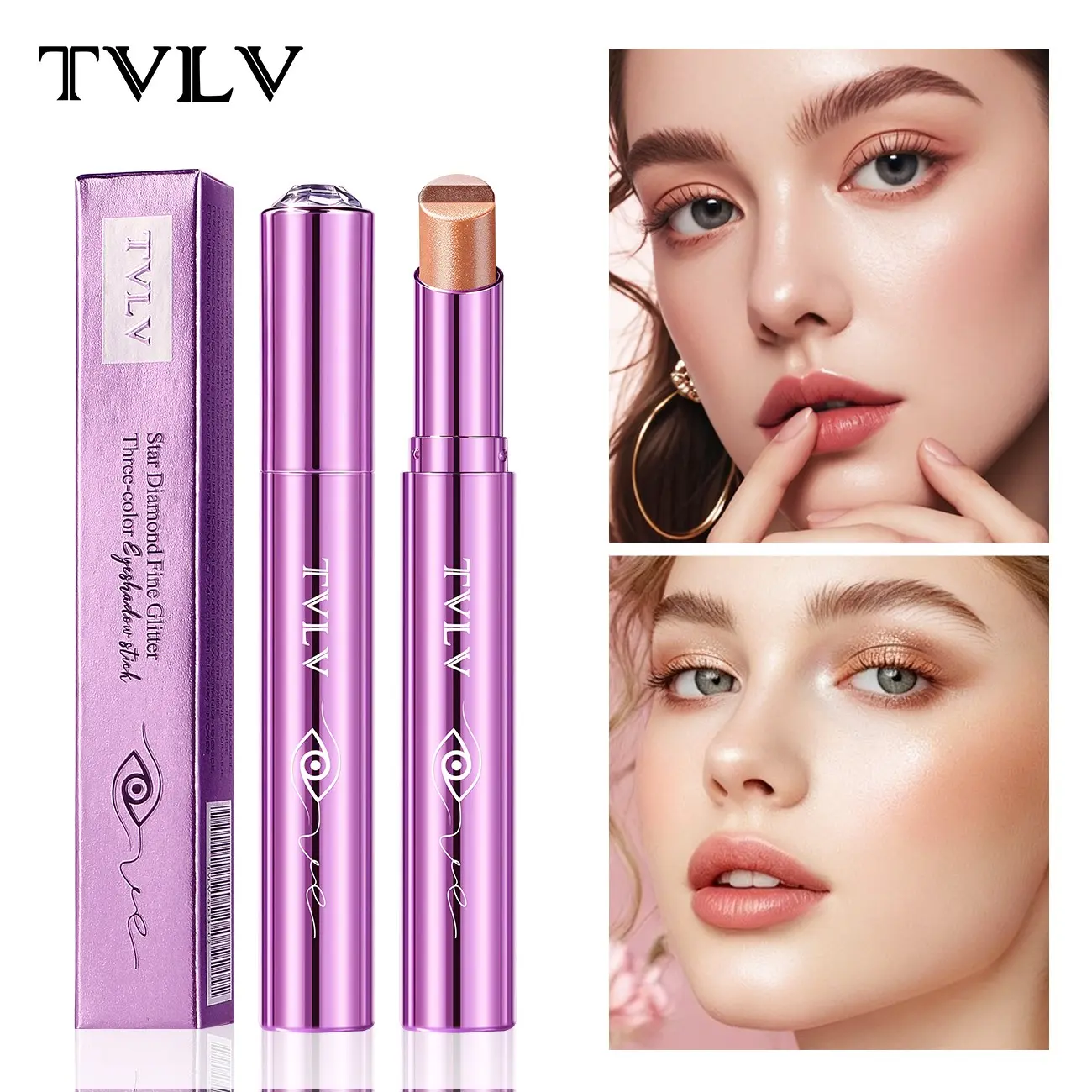 3 Color Gradient Eyeshadow Stick, Shimmer Finish, Long-Lasting Formula, Easy Application, Perfect for Beginners, Daily Makeup Use