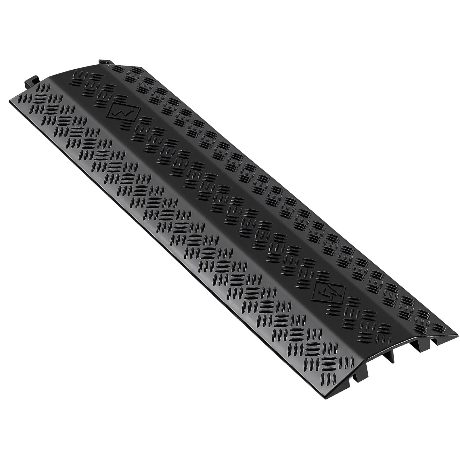 Drop Over Cable Cover, 17,500 lbs/Axle Load Capacity, 2 Channel Heavy Duty Floor Cord Cover, Cable Hose Protector Ramp, for Indoor, High Walking Traffic Areas, Home, Office, Warehouse, 1 Pack