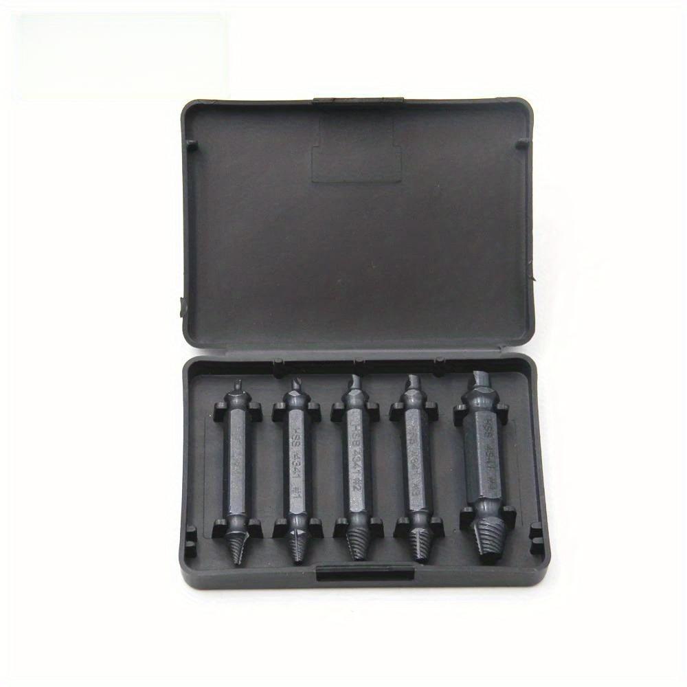 HSS Nitrided Screw Extractor Set 4 or 5 Pcs Broken Bolt Remover Drill Bit Kit Home Mechanical Repair Tools Metal Drilling Damaged Screw Removal Thread Repair Emergency Tool High Efficiency Stripped Screw Extractor Set