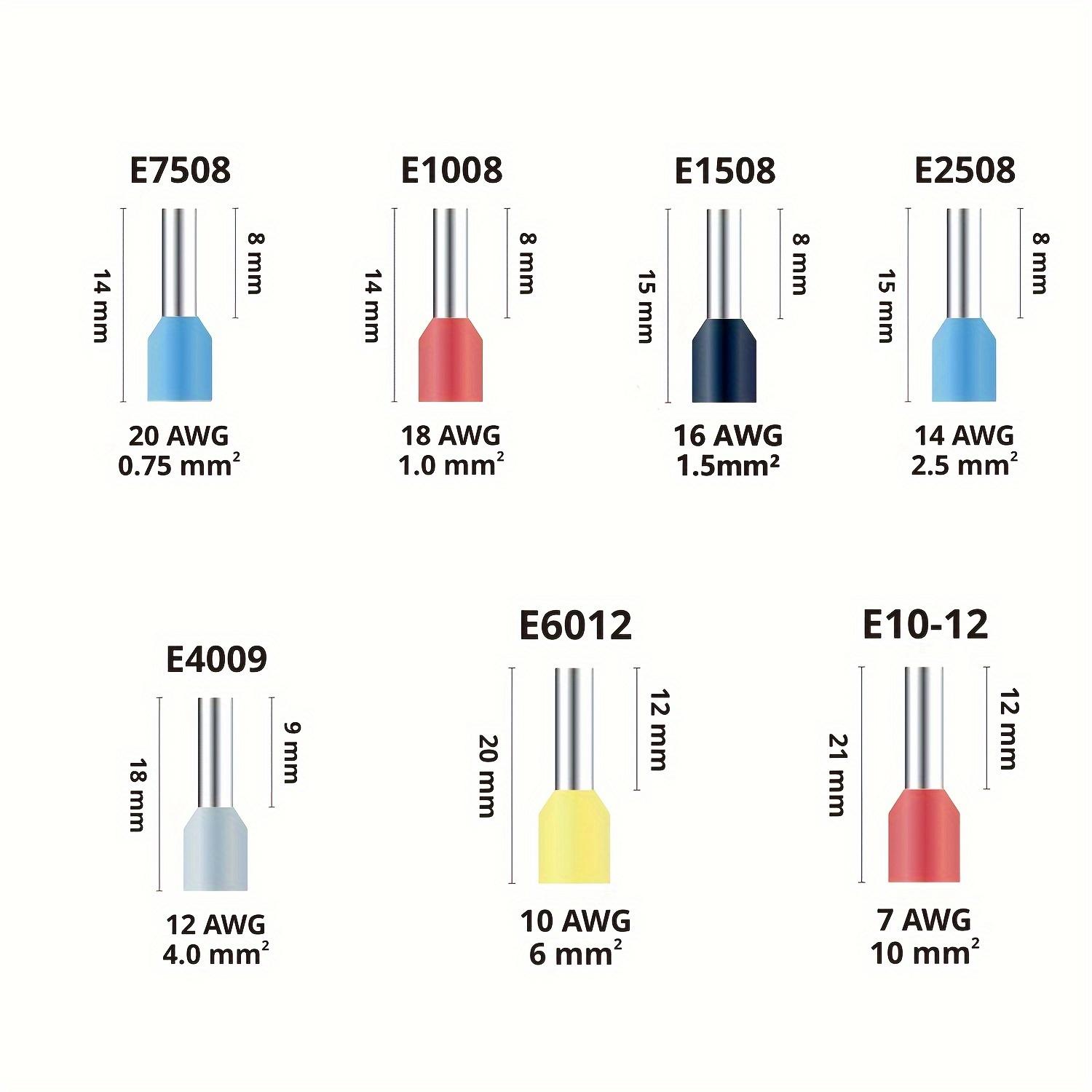 100PCS Insulated Ferrule Crimp Terminals Wire Connectors E7508 E1008 E1508 E2508 E4009 E6012 E10-12 Wire Terminals
