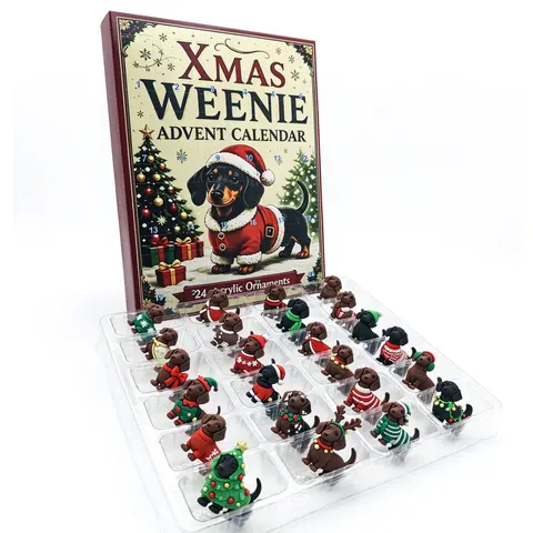 3D Dachshund Advent Calendar 2026, 24 Days Dog Collectibles, Festive Weenie 3D Figures, Christmas Countdown Decor, Holiday Gift for Dachshund Lovers