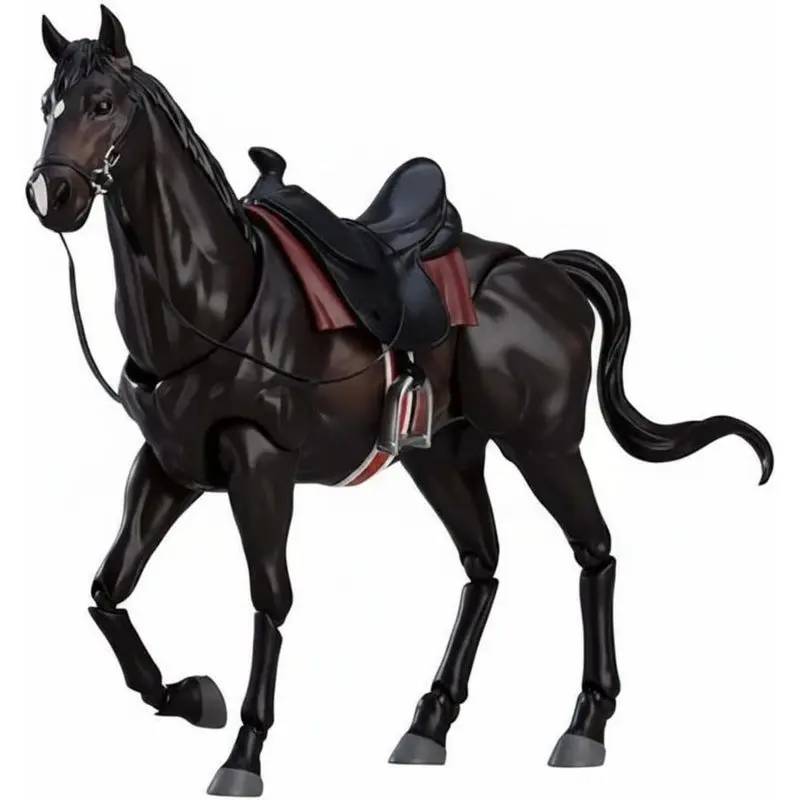 Equestrian Statue Poseable PVC Action Figure Horse Model Customizable Collectible Ornament Suitable for Scene Building Gift Giving Cabinet Display, Black