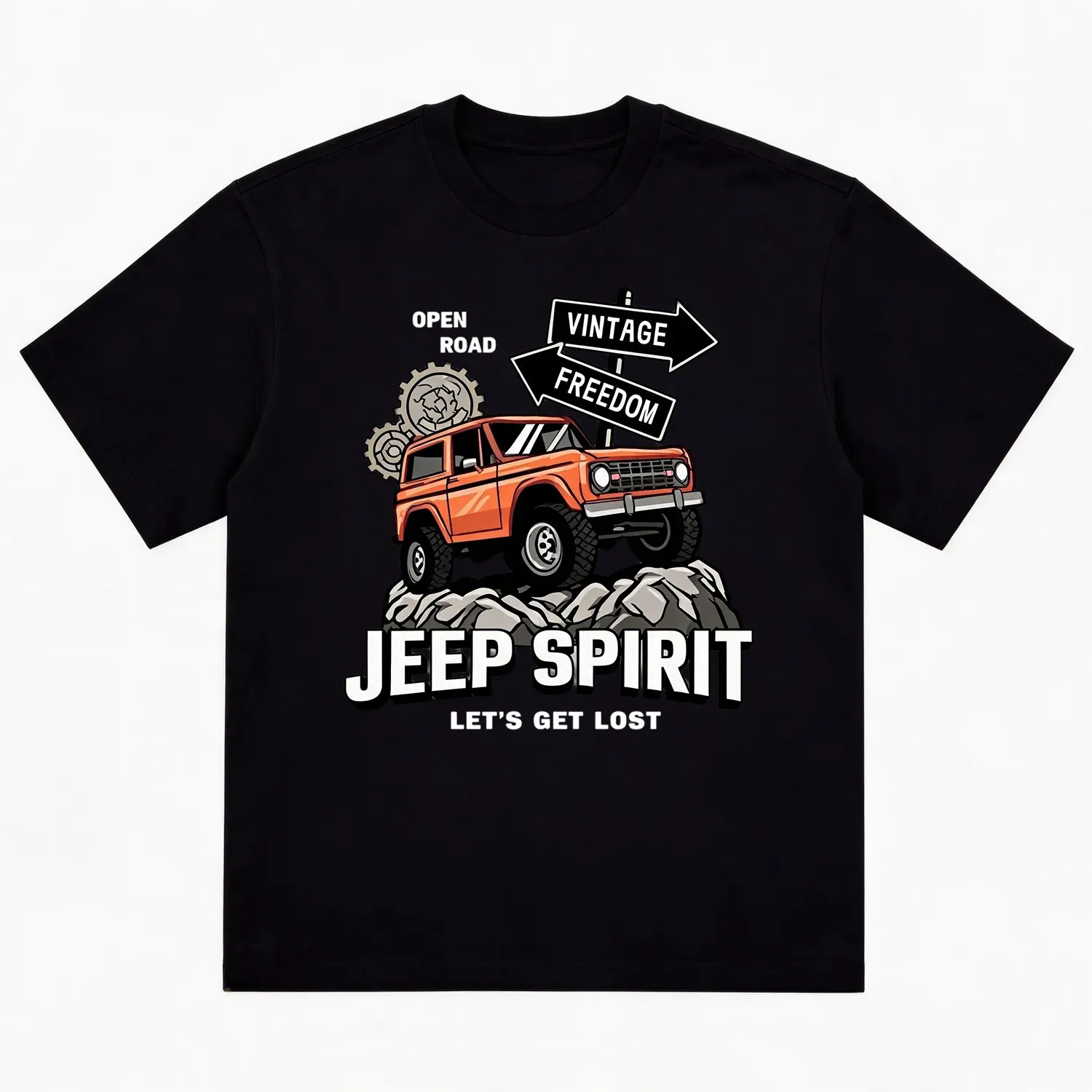 Vintage Offroad Jeep Spirit Graphic T-Shirt Men Soft Cotton Crew Neck Short Sleeve Open Road Freedom Outdoor Adventure Casual Streetwear Tee