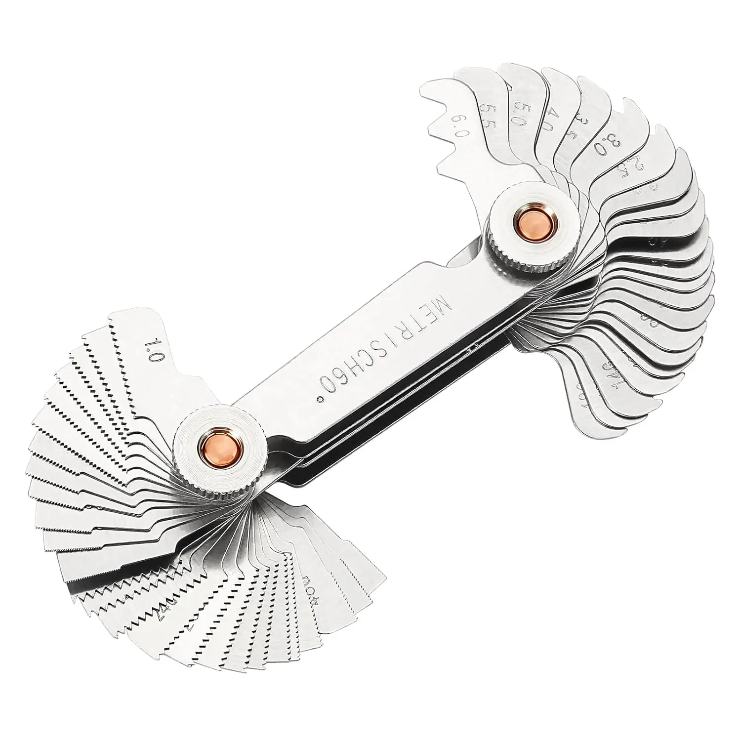 Professional Thread Gauge, 3-in-1 Thread Pitch Gauge: Metric 60°, Whitworth 55° &  SAE 60° Screw Gauge Set – Stainless Steel Thread Checker with Locking Device for Automotive, Workshop & Plumbing
