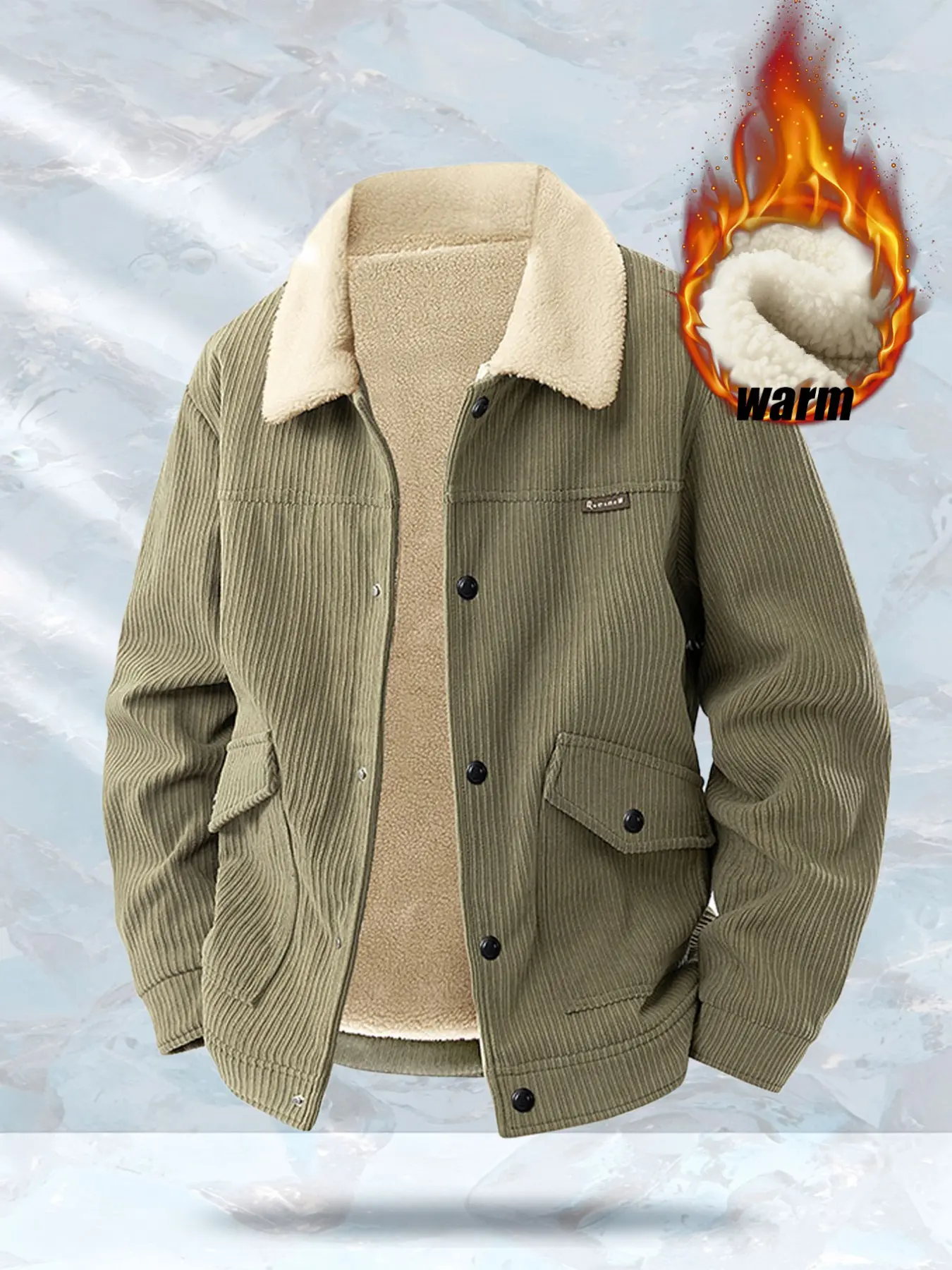 Winter New Fleece Lining Thick Chenille Jacket, Men's Lapel Workwear Trendy Loose Fit Casual Jacket, Versatile and Stylish Outerwear