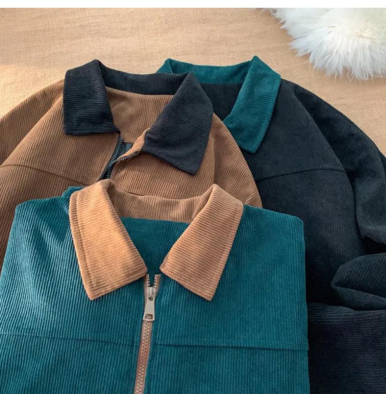 Kyn Apparel 2026 Autumn Corduroy Cargo Jacket For Men Bomber Jacket Windbreakers Zipper Coats Loose Cargo Outwear Casual Jacket Mens Clothes