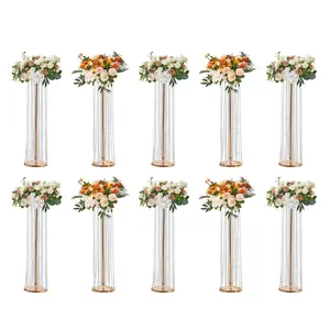 【DealsForYouDays】VEVOR 10PCS 35.43inchTall Crystal Wedding Flowers Stand, Luxurious Centerpieces Flower Vases Crystal Gold Vase Metal, Perfect for T-stage Wedding Party Ceremony Dinner Event Hotel Home Decor