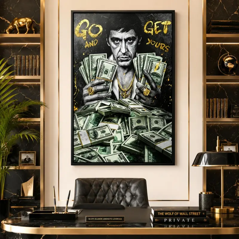Tony Montana Scarface Inspirational Quote Canvas Print, 1pc Dollar Money Cash Themed Wall Art, Artwork, Decorative Art,  Modern Art Design Poster for Bedroom, Office & Home Decor Scarface Wall Art, Gangster Poster, Money Motivation Decor, Man Cave Decor