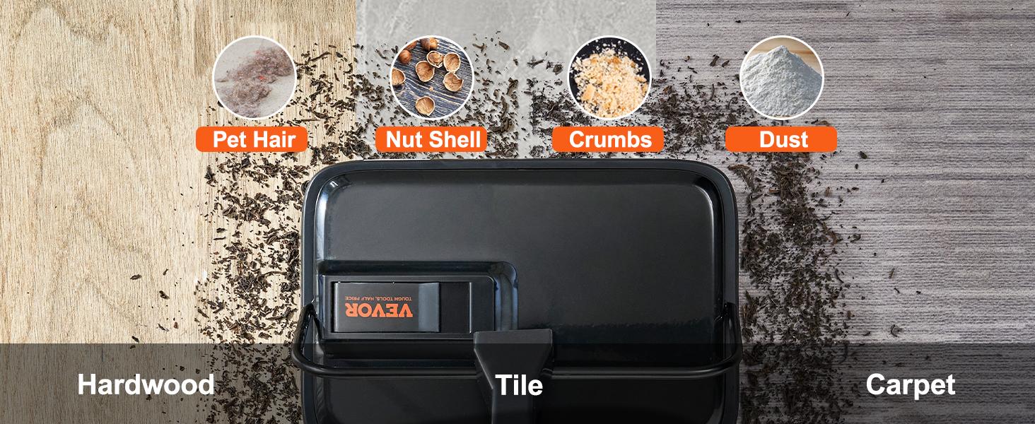 Carpet Sweeper, 7.87 in Sweeping Paths, Floor Sweeper Manual Non Electric, 300 ml Dustbin Capacity with Comb for Home Office Rugs Hardwood Surfaces Wood Floors Laminate, Cleans Dust Pet Hair