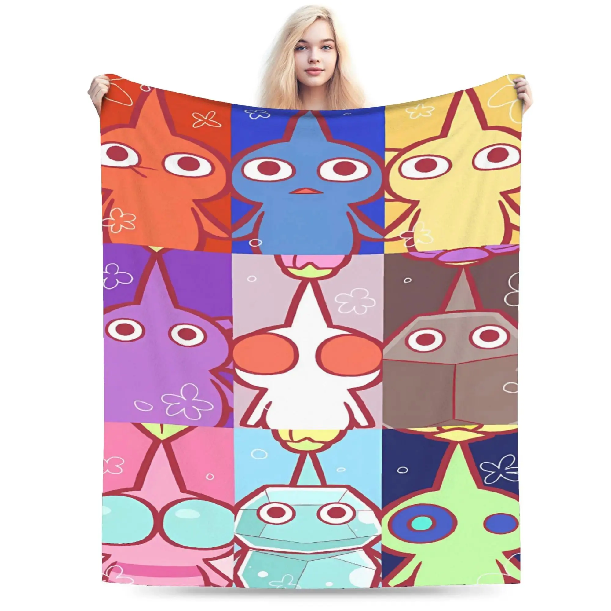 Pikmin Game Microfiber Poly Flannel Blanket - Wrinkle Resistant, 50x60in/80 x 60 inches, All Seasons Gaming Throw for Cozy Setup, Collectibles for Fan Watch Party (Great for Birthday Gifts), 60In*50In
