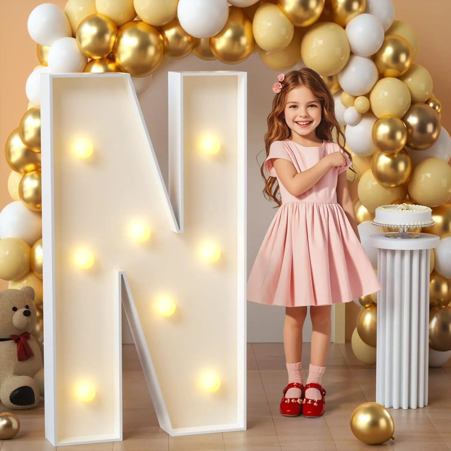 3FT Customizable LED Light Up Large Letters N, Festive Event Display Decor for Baby Showers & Weddings, Home Supplies for Party Decor (Requires Assembly), Led Lights