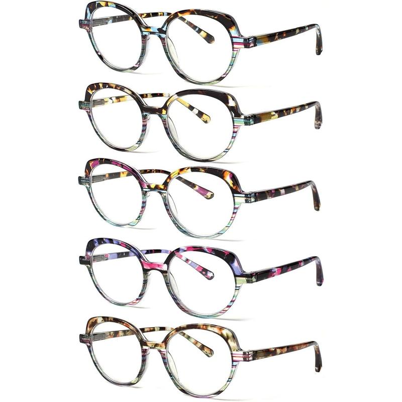 DEAAOK 5 Pack Reading Glasses for Man Women Blue Light Blocking Spring Hinge Fashion