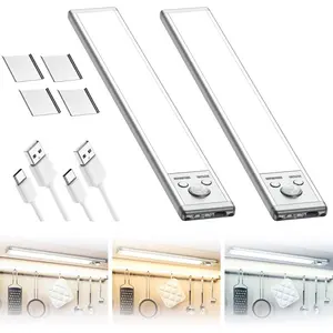Motion Sensor Night Light Indoor,1500mAh USB Rechargeable Light,Magnetic Installation Dimmable Lights for Kitchen,Wardrobe,Pantry, Closet,Bathroom,Stairs,Sink Cabinet,Garage`