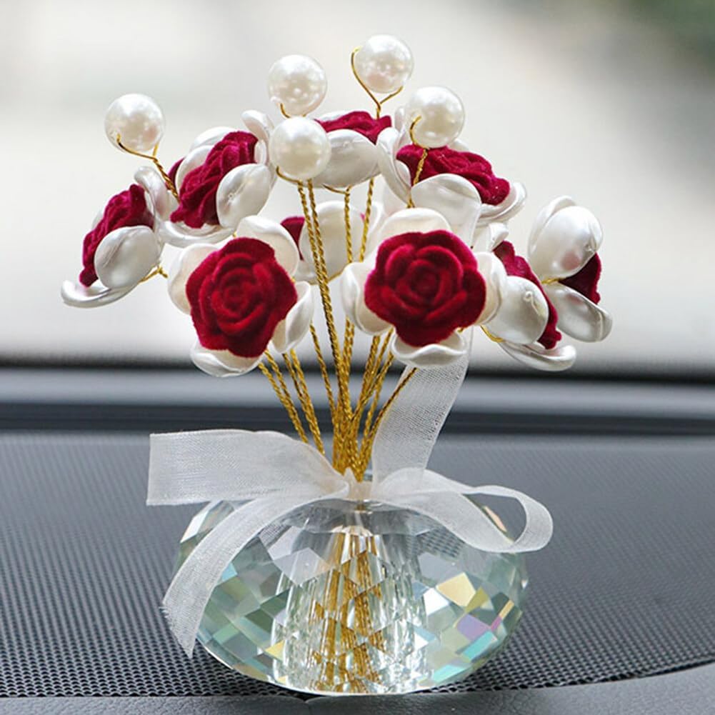 New crystal rose car, home, bedroom, living room, center console, desktop creative decorations, perfect for Halloween, Christmas, Thanksgiving, Valentine's Day gifts, three colors to choose from!