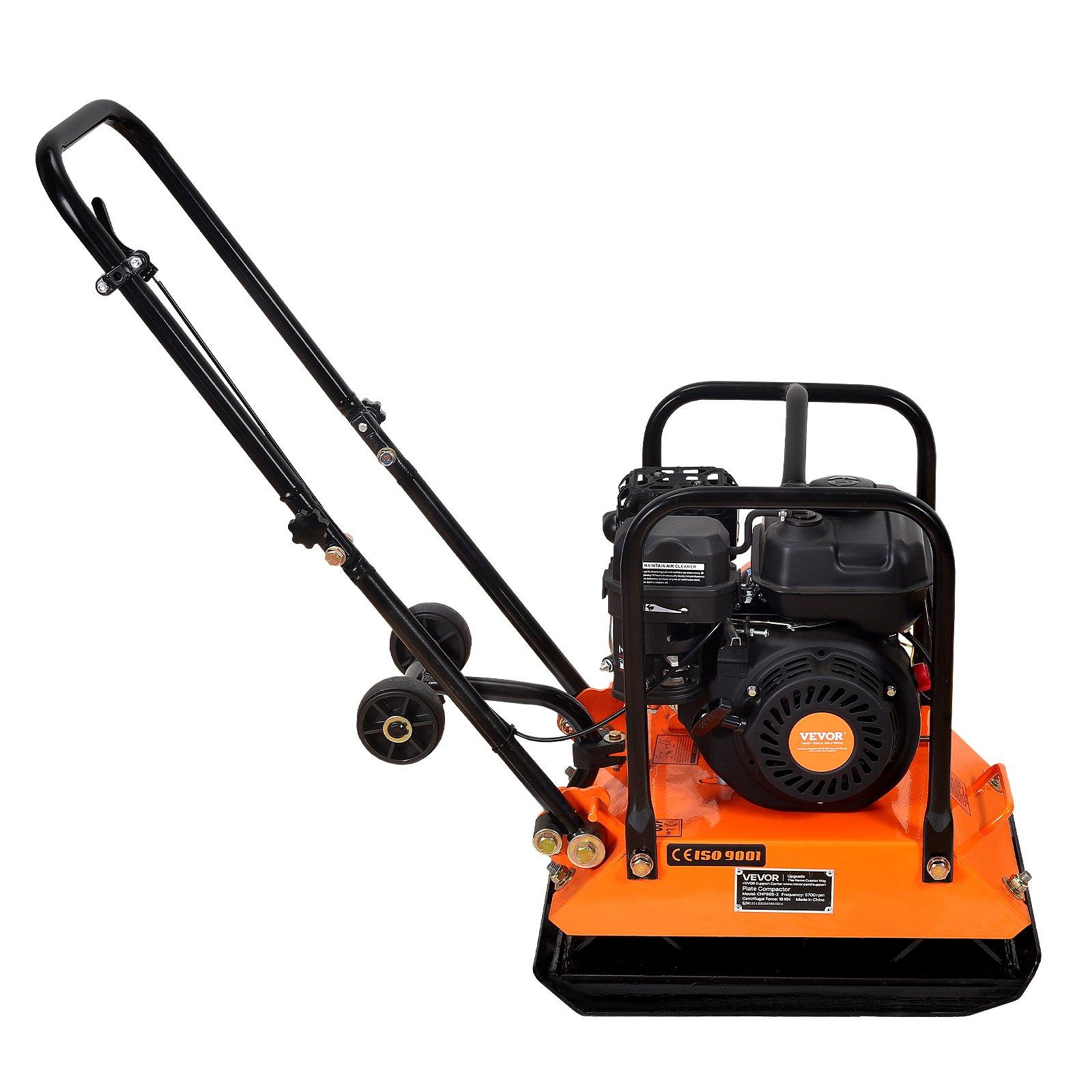 VEVOR Plate Compactor, 6.5 HP 196CC Gas Engine, 5700 VPM Vibrating Ground Rammer, 4047 lbs Compaction Force, 21 x 16 in Plate, Walk Behind Compactor for Paver Landscaping, Asphalt, Foundation, Soil VEVOR Plate Compactor, 6.5 HP 196CC Gas Engine, 5700 VPM Vibrating Ground Rammer, 4047 lbs Compaction Force, 21 x 16 in Plate, Walk Behind Compactor for Paver Landscaping, Asphalt, Foundation, Soil