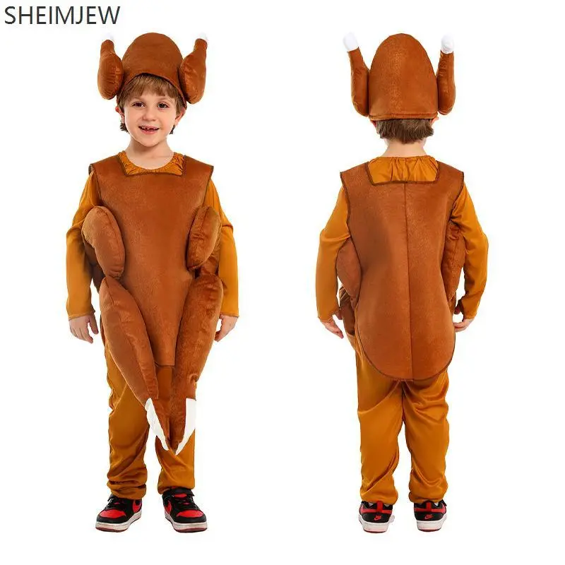 Thanksgiving Unisex Roast Turkey Cosplay Costume Turkey Cartoon Doll Mascot Suits Carnival Party Stage Performance Fancy Dress
