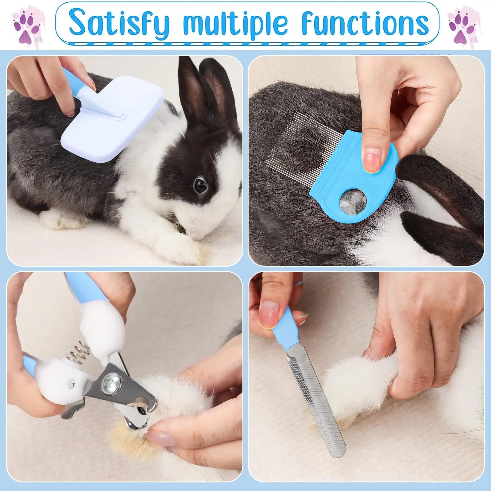 Rabbit Grooming Kit, 8 Counts/set Creative Pet Massage Cleaning Kit, Professional Pet Grooming Supplies