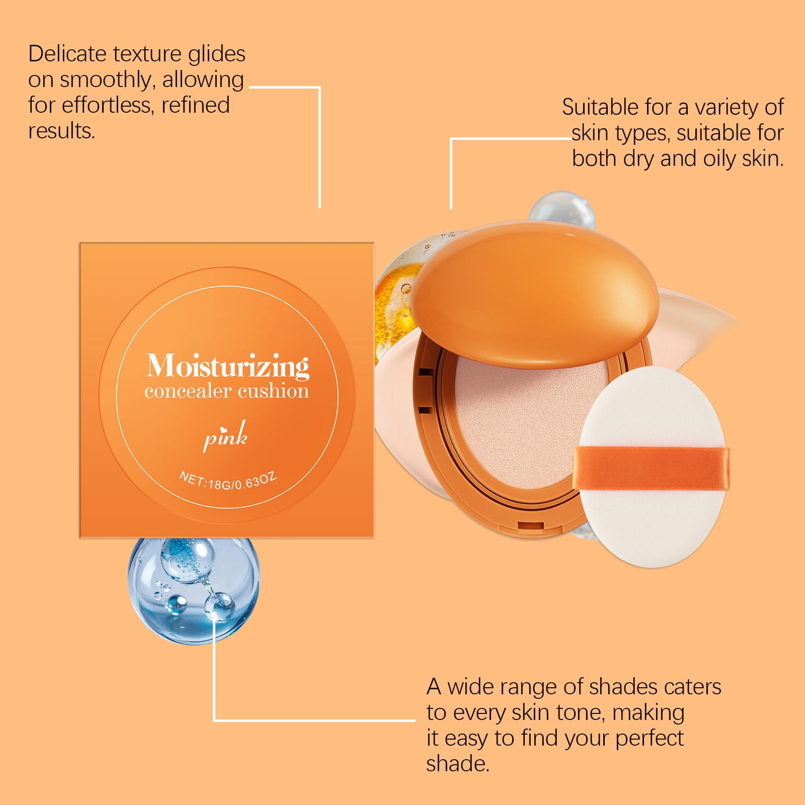 AMZ Pink Moisturizing Concealer Cushion, Waterproof And Sweat-Proof, Velvet Texture, Moisturizing Concealer, Clear And Nourishing Base Cushion