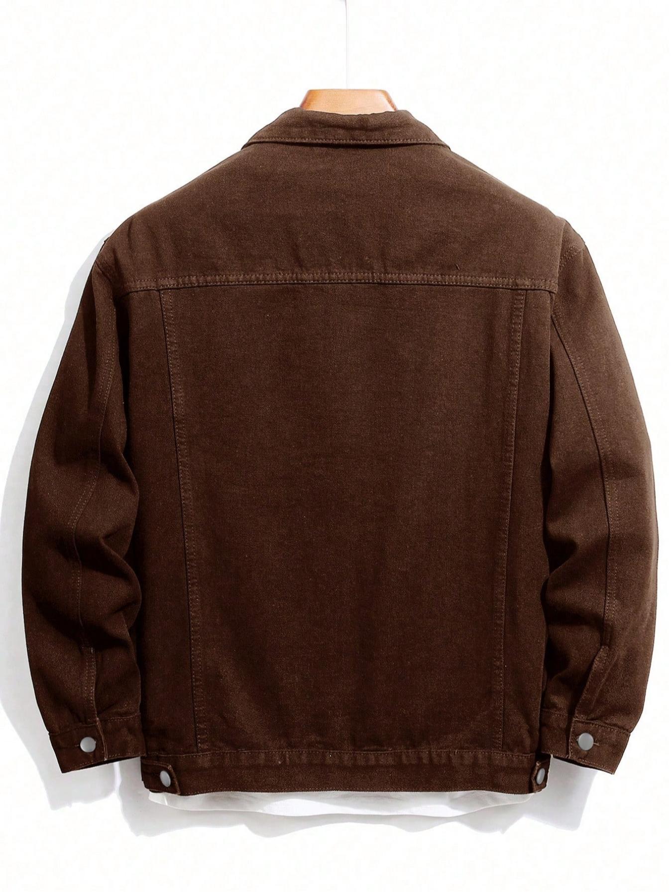 Men's Solid Color Button Front Jacket, Casual Fashion Comfy Long Sleeve Outerwear for Daily Outdoor Wear, Men Clothing for Spring Fall, Coats