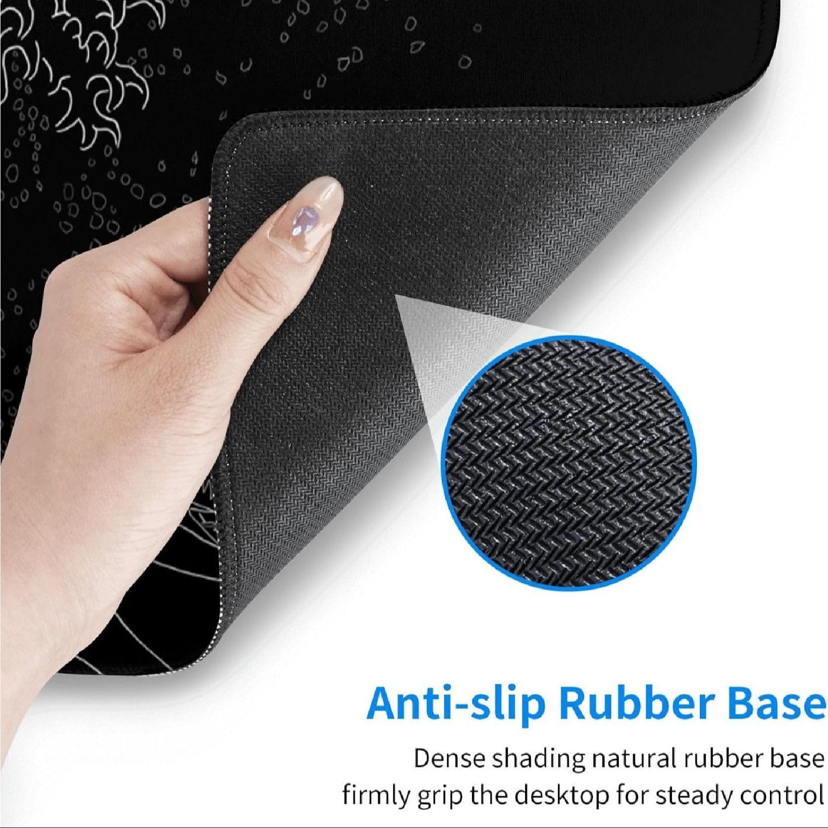 Rectangle Large Mouse Pad, 1 Count Wave Pattern Design Waterproof Mouse Mat with Non-slip Rubber Base, Smooth Desktop Mouse Pad for Home & Office, Gaming Desk Accessory