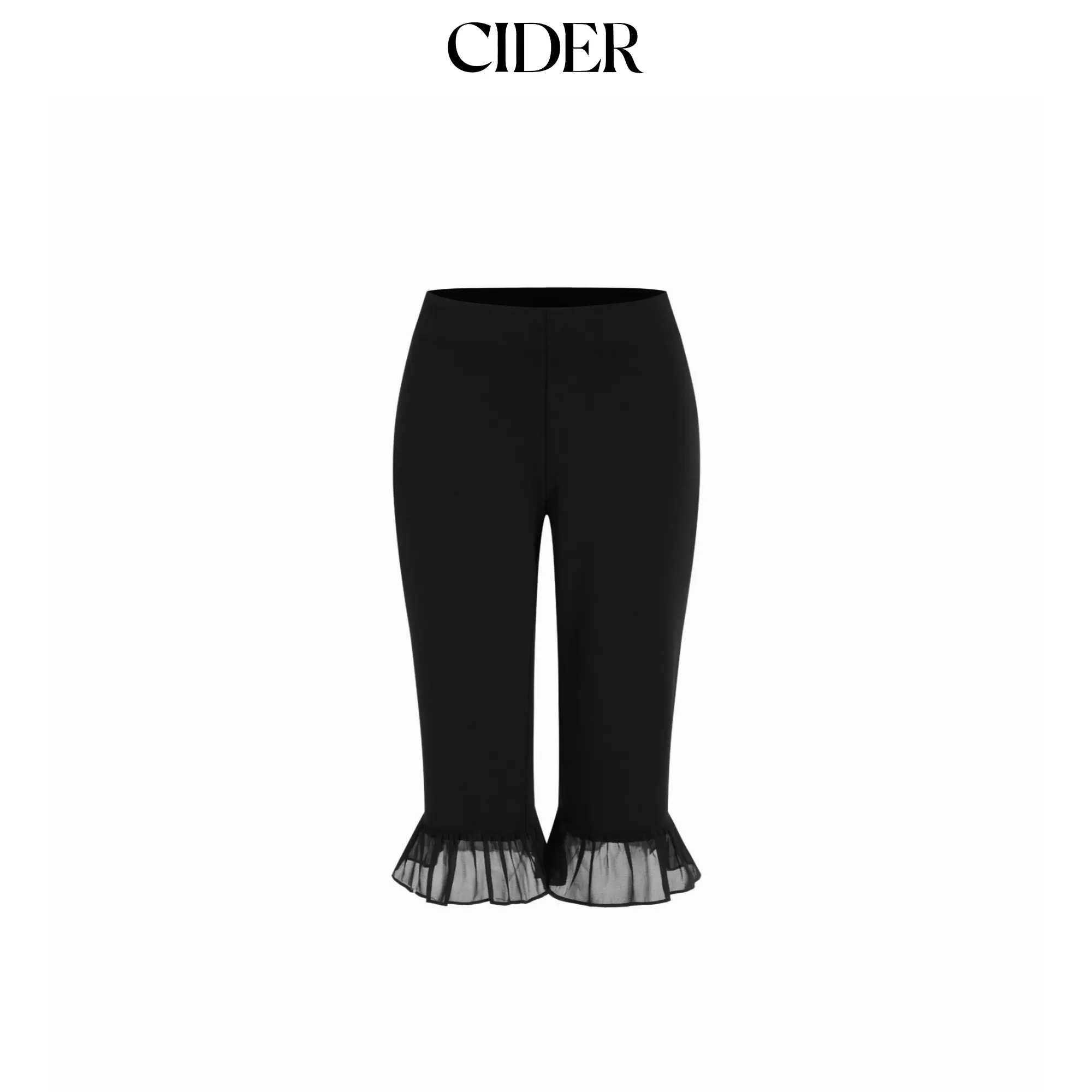 Cider Low Rise Ruffle Hem Capri Pants