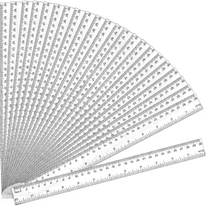 32 Pack 12 Inch Clear Plastic Rulers Bulk, Transparent Ruler with Centimeter & Inch Metric Markings, Ideal Back to School Supplies for Kids, Great for Classroom Office Home Use