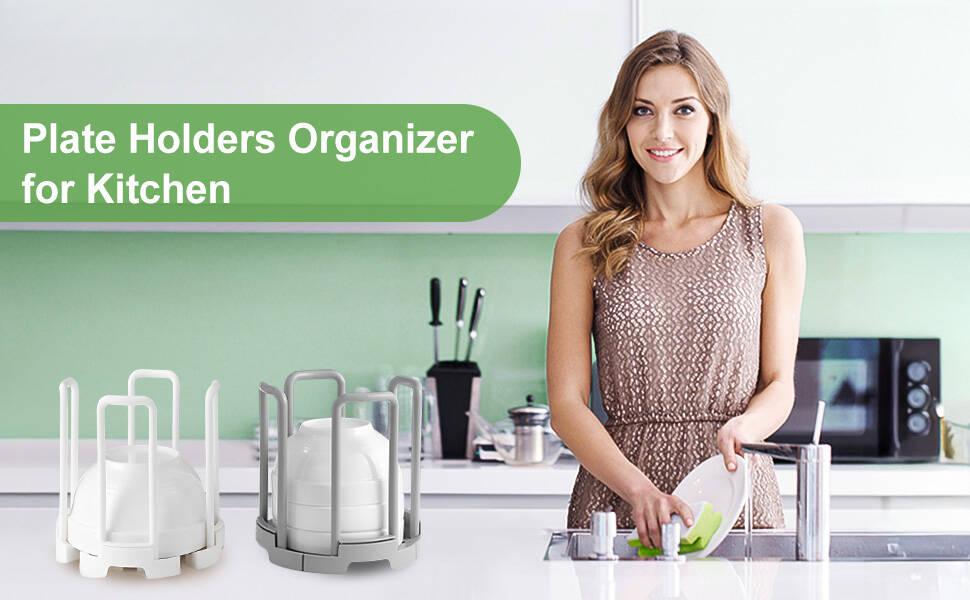 SITAKEYFMHK Transform messy kitchen shelves in minutes!2‑piece adjustable bowl and plate storage rack, durable dish drying organizer for countertops and cabinet use, fits various bowl and plate sizes perfectly, keeps tableware ventilated