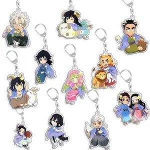 For Demon Slayer Shinobu Kocho Tengen Uzui Tanjiro Kamado  Acrylic Selfmade Cartoon Anime Keychain Pendant Toy Gift 5cm