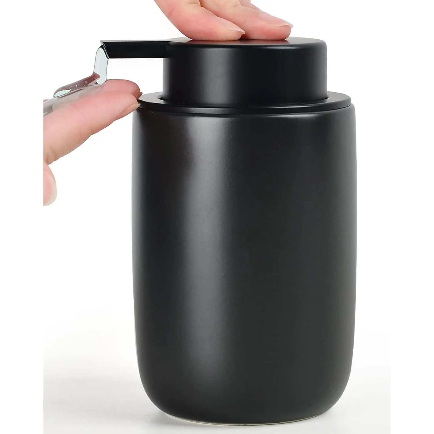 Lotion Pump Dispenser - Matte Black Soap Dispenser Bathroom Ceramic Dish Liquid Soap Dispenser for Kitchen, Bathroom Countertop Soap Dispensers