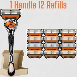 Men's Shaving Razors Set, 1 Swivel Handle & 12/24/36/48 Replaceable Blades, 6 Layer Progressive Blades, Waterproof Shaving Head, Stainless Steel Shaver, Durable, Waterproof