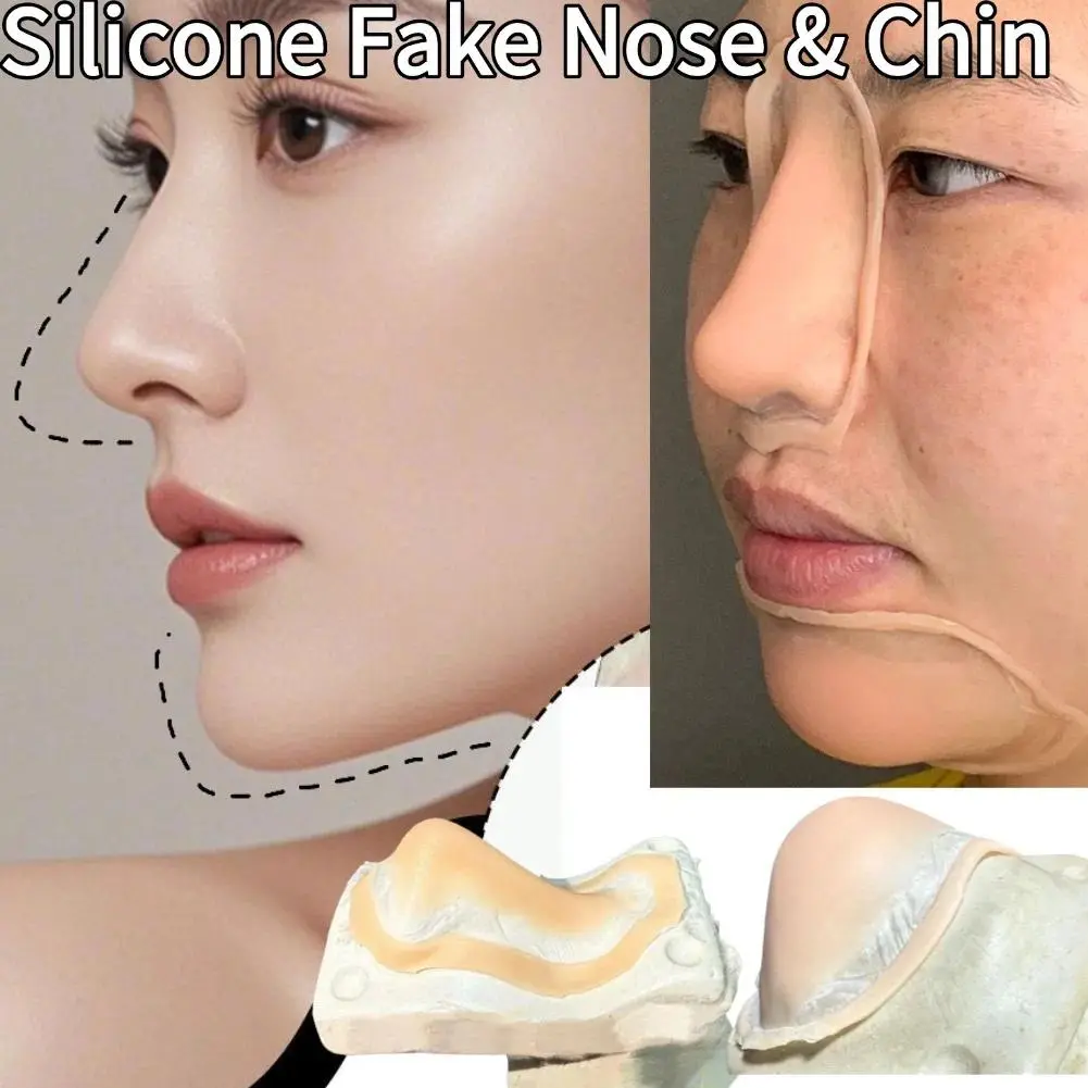 Professional Silicone Gel Fake Nose & Chin Kit - Natural Effect Makeup Prosthetics Set - Reusable Cosplay Silicone Nose&Chin Kit